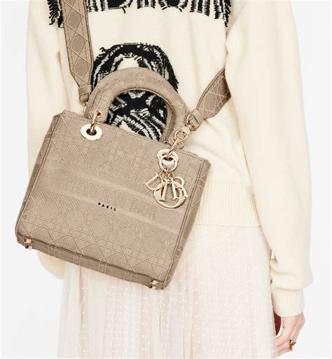 dior medium d-lite bag cannage embroidery women|beige cannage embroidery.